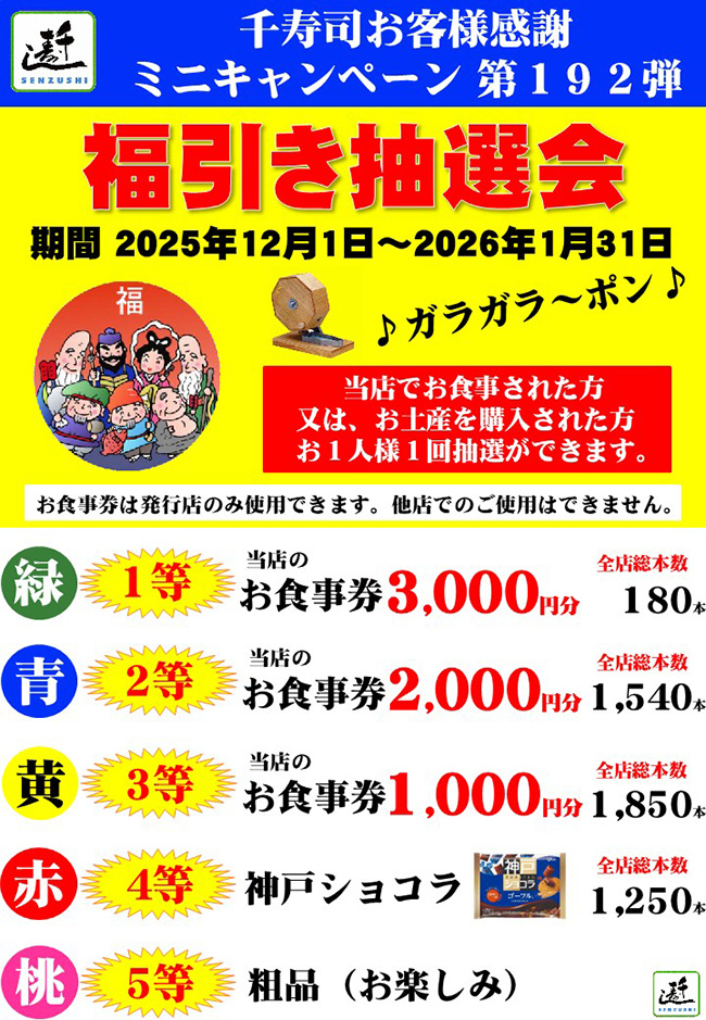 千寿司お客様感謝ミニキャンペーン第191弾 韓国ワンド産「蝦夷あわび」